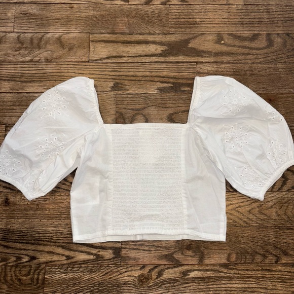 NWT • H&M Pure Cotton Puff-Sleeved Crop Top Blouse • size Small - Picture 5 of 7